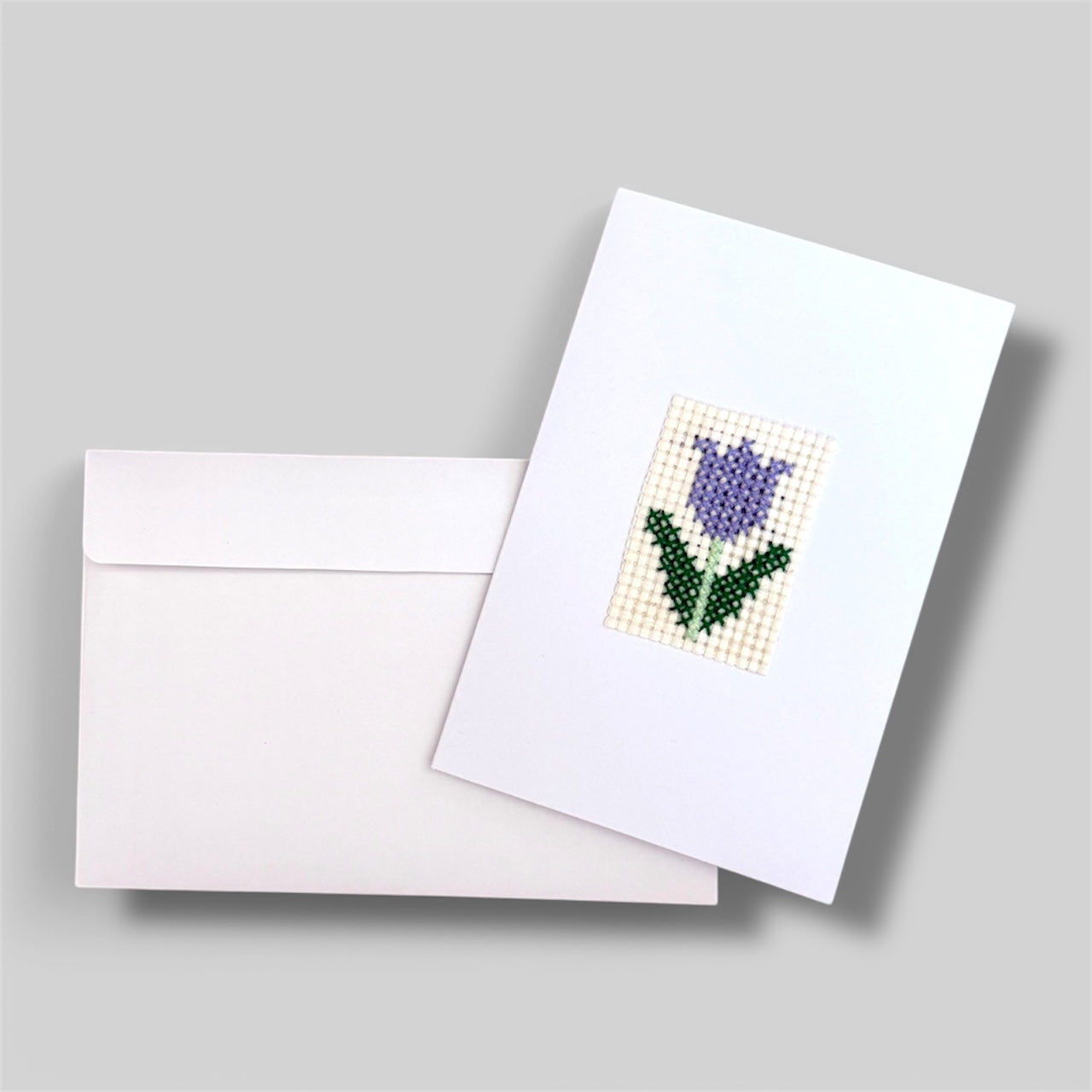 Rose Handmade Cross-stitched Greeting Card